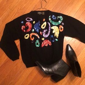 Vintage sequined black sweater